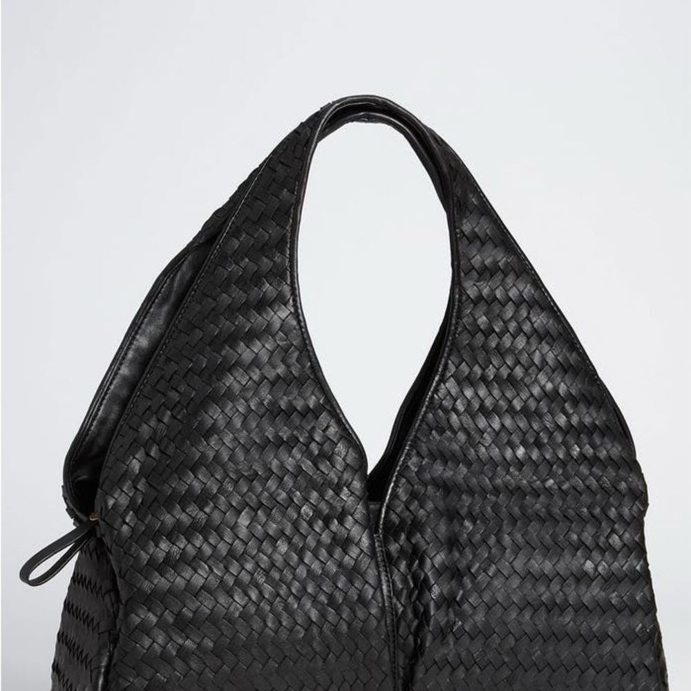 Sondra Roberts woven hobo black genuine leather